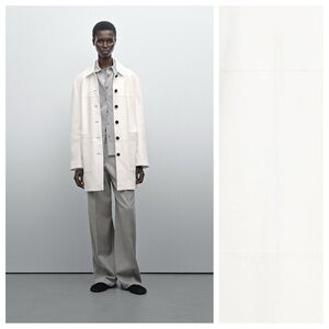 NWT. Massimo Dutti White Nappa Leather Coat. Size S, M.